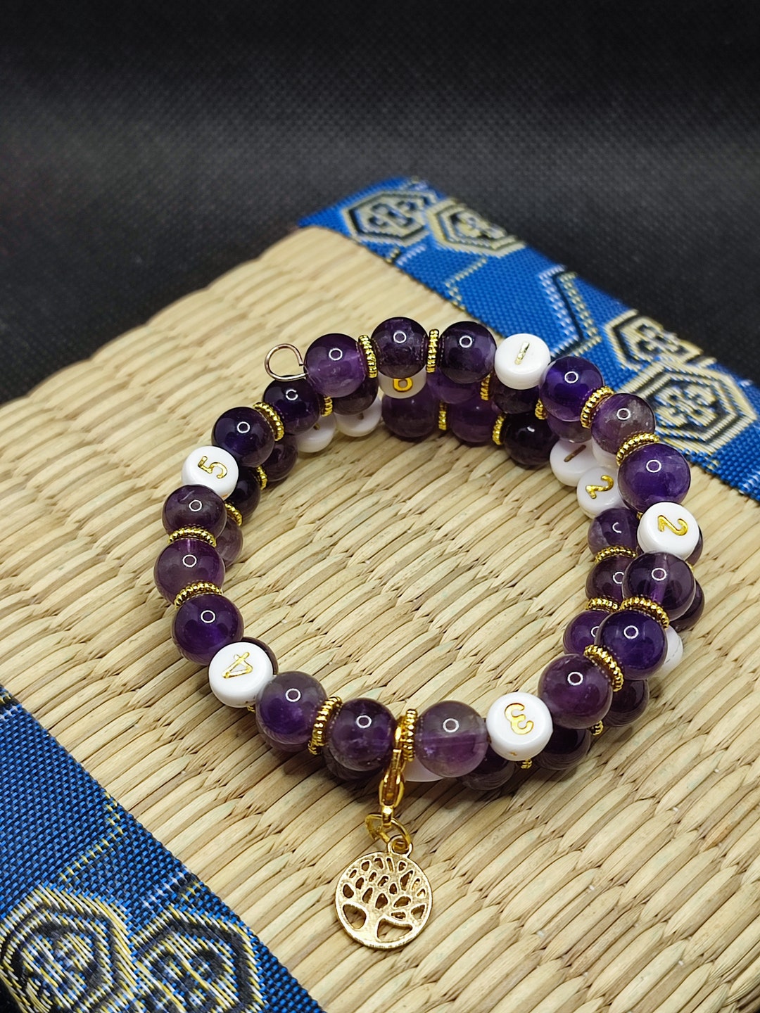 Bracciale con pietre testa di moro e ametista