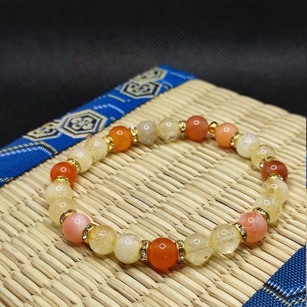 bracelet en citrine et agate du Botswana  aide à la digestion