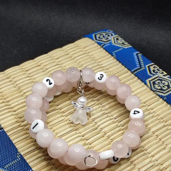 Bracelet d' allaitement, bracelet d' allaitement en Quartz rose 8mm, bracelet maternité, cadeau maternité