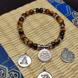 Handgemaakte tijgeroog armband van 6 mm natuurlijke kralen, zilverkleur