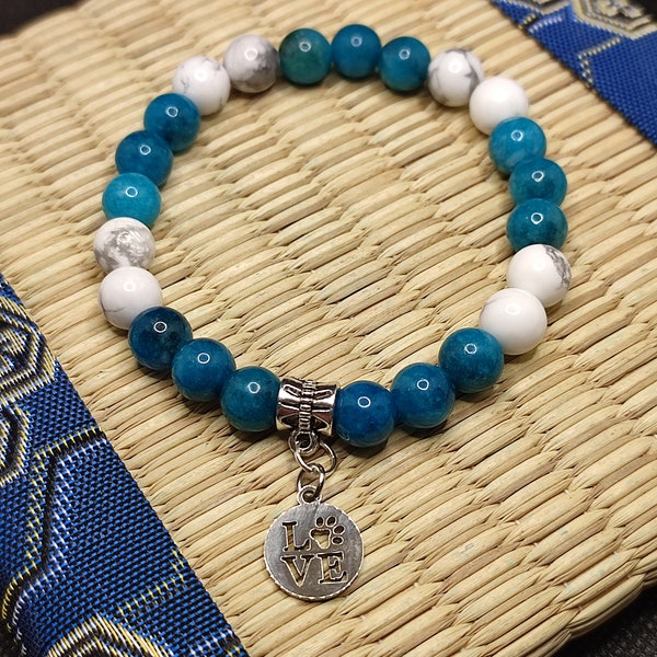 bracelet pour maigrir, bracelet coupe faim, bracelet perte de poids , howlite, apatite, love dog