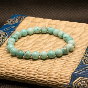 Handgemaakte turquoise armband in 8 mm natuurlijke kralen, echte halfedelstenen, mannen, vrouwen