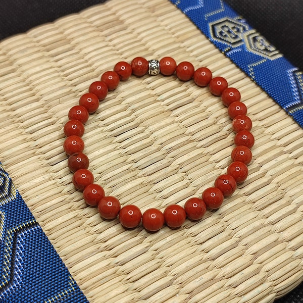 Bracelet en jaspe rouge, circulation sanguine, jambe lourde, perles 6 mm qualité A+