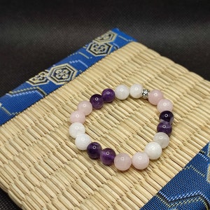 hyperactivity bracelet in amethyst, moonstone and rose quartz