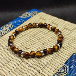 Handmade tiger eye bracelet in 6mm natural beads, protection and luck bracelet