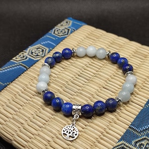 water retention bracelet tree of life small lapis lazuli and aquamarine