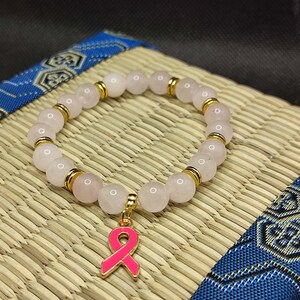 Bracelet Sensibilisation Cancer Du Sein - Ruban Rose Réglable, Cadeau Élégant & Significatif