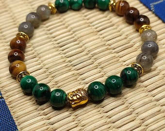 Joint pain bracelet, arthritis bracelet, osteoarthritis bracelet, Zambian malachite, tiger&#39;s eye, Madagascar labradorite