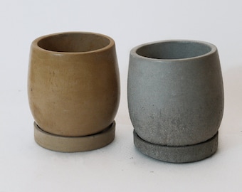Nordic Concrete Planter Pot with Saucer - 4 Inch Zian Pot