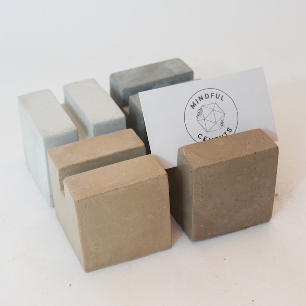 Concrete Cubic Card Holder Minimalist Neutral Colors Beige, Gray, Blanc, Mocha Brown | Mindful Cements