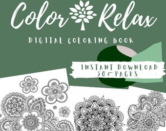 Floral Mandala Coloring Book/Digital/Instant Download