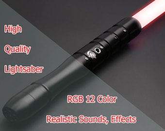 Lightsaber, Saberforge, Lightsaber hilt with blade, aluminium hilt, Removable PC blade, RGB 12 color,  with USB charging cable, 6 set sound.