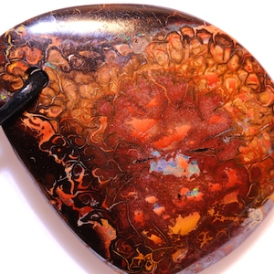 Natural Untreated Drilled Yowah Boulder Opal Polished Cabochon Pendant AOH-4603