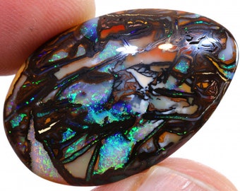 Pedra preciosa de colecionador ultra rara Koroit Boulder Opala Madeira Polida Cabochão AOH-2185