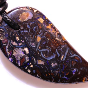 Natural Untreated Drilled Koroit Boulder Opal Polished Cabochon Pendant AOH-4500