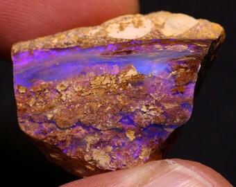 Anello con ciondolo in legno di opale australiano, opale Boulder lucidato, pietra preziosa cabochon AOH-4043