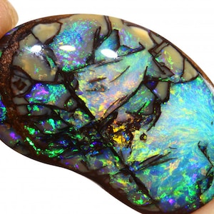 Natural Collectors Rare Gem Grade Boulder Opal Wood Polished Pendant Ring Cabochon AOH-2187