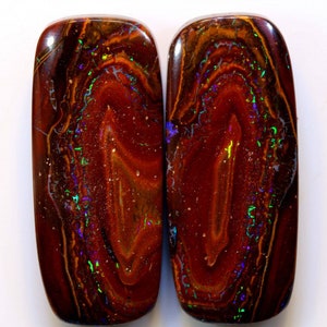 Ultra Rare Natural Australian Polished Yowah Boulder Opal Pair Cabochon Stone DO-96