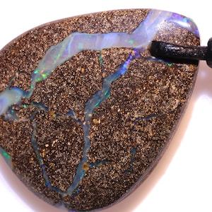 Natural Untreated Drilled Boulder Opal Polished Cabochon Pendant AOH-4575
