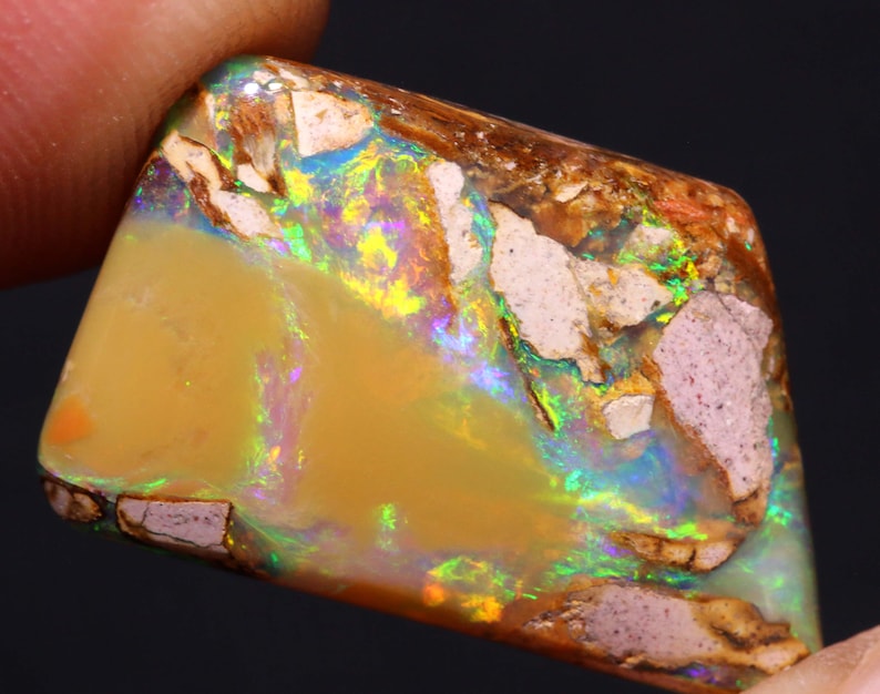 Gem Fire Natural Australian Polished Boulder Pipe Opal Cabochon Pendant Ring Stone