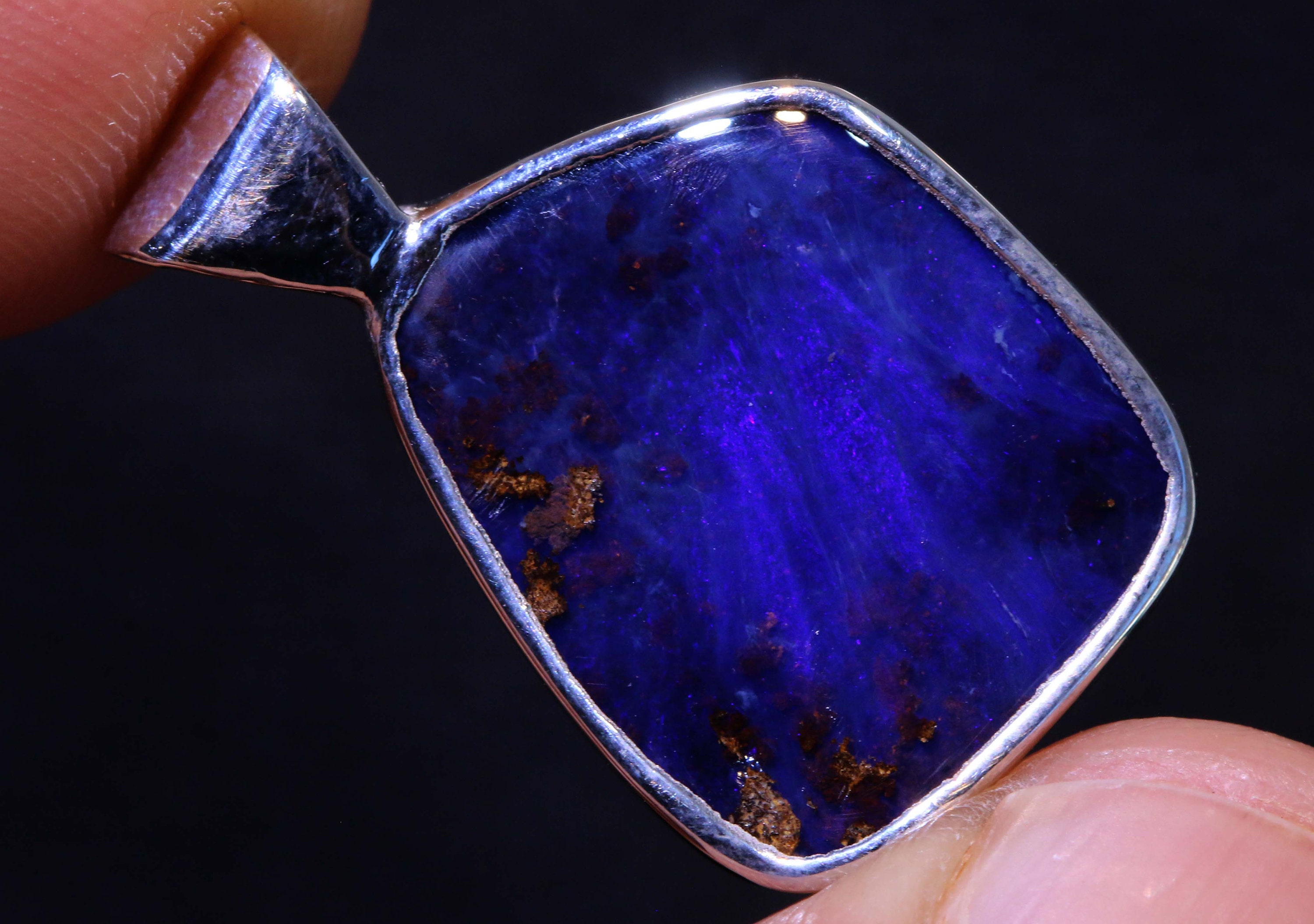 Ciondolo Gioielli Argento Argento Opale Fuoco Blu Oceano Zirconia