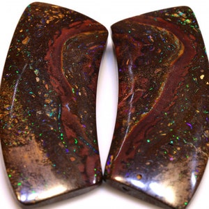 Stunning Natural Australian Polished Yowah Boulder Opal Cabochon Stone Pair DO-101