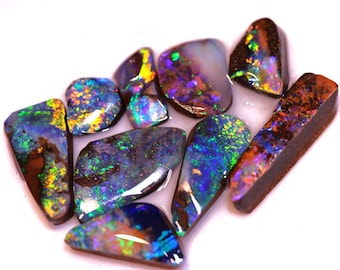 Gem Quality Australian Boulder Opal Rough Raw Cutters Parcel 9pcs BRP-2