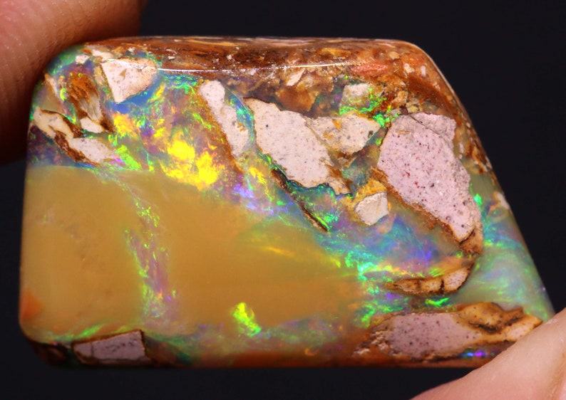 Gem Fire Natural Australian Polished Boulder Pipe Opal Cabochon Pendant Ring Stone