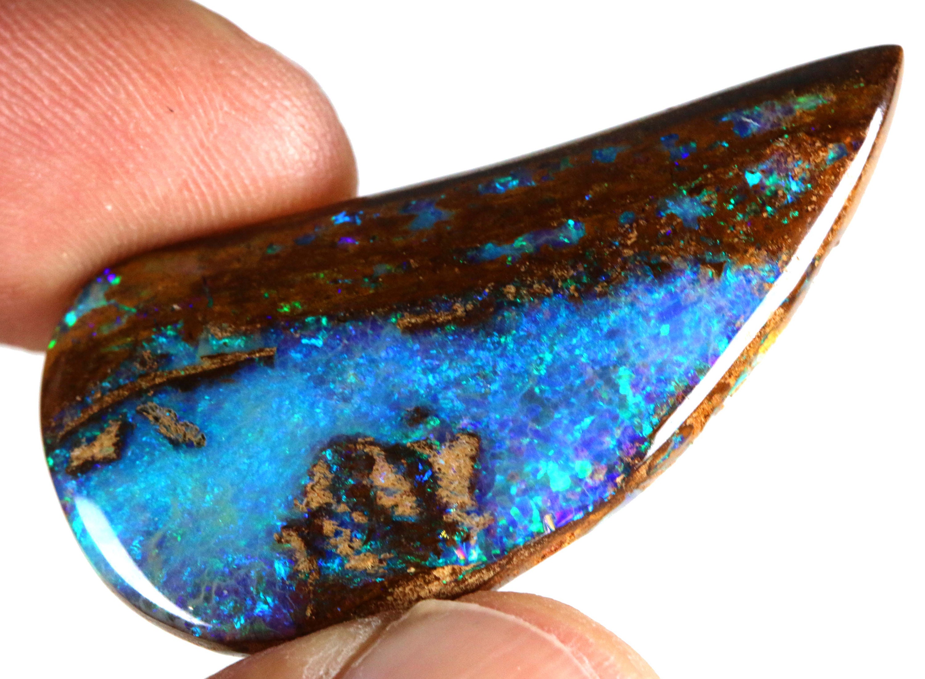 天然オーストラリア産宝石グレードボルダーオパールウッドポリッシュ