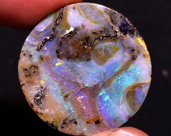 Australian Boulder Opal Cabochon, Natural Polished Stone (62.90 Carats)