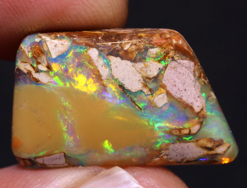 Gem Fire Natural Australian Polished Boulder Pipe Opal Cabochon Pendant Ring Stone