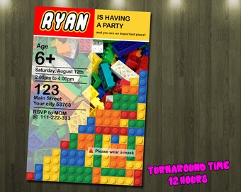 Invitation Anniversaire Lego Etsy