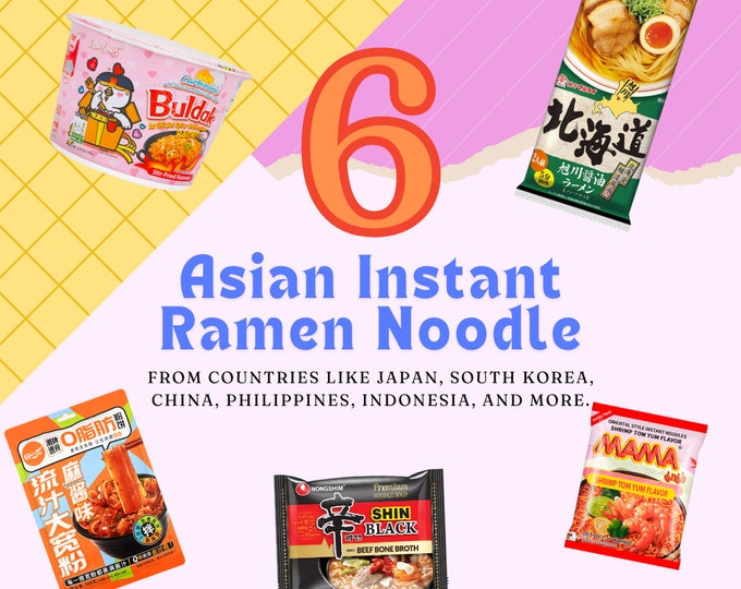 Authentic Asian Instant Ramen Noodles Mystery Box 6 Delicious Flavors! | Ramen Lover's Dream | Asian Noodle Variety Pack | Gift for Foodies