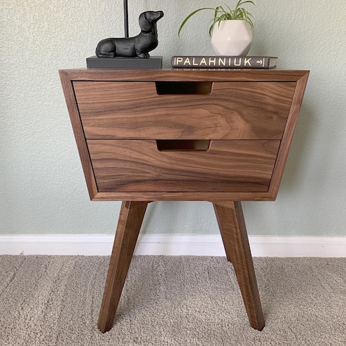 Mid Century Modern Walnut Nightstand Etsy