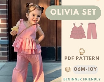 Kids Top and Pants Sewing Pattern PDF, Beginner Friendly Toddler Clothing Pattern Easy DIY Kids Outfit Pattern Top and Pants Pattern for Kid