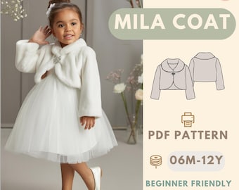 Furry Long Sleeve jacket Sewing Pattern for Kids, coat Pattern, PDF Pattern, Beginner Pattern, Sewing Pattern Toddlers, Jacket Kids Pattern