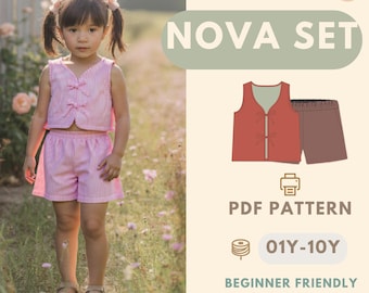 子供用トップスとパンツの縫製パターン PDF: 初心者向け DIY 服