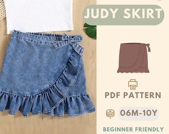 Kids Skirt Sewing Pattern PDF, Beginner Friendly Toddler jean skirt Pattern Easy DIY Kids Outfit Pattern skirt Pattern for Kid