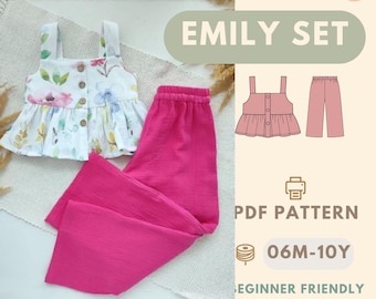 Kids Top and Pants Sewing Pattern PDF, Beginner Friendly Toddler Clothing Pattern Easy DIY Kids Outfit Pattern Top and Pants Pattern for Kid