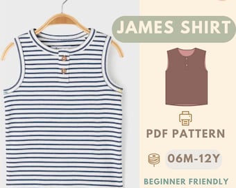 Shirt Sewing Pattern for Kids, Boy's Shirt Pattern, Kids Pattern, PDF Pattern, Beginner Pattern, Sewing Pattern Toddlers, Kids Shirt Pattern