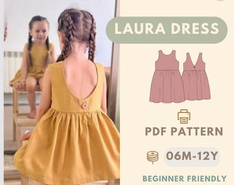 Summer Cute  Vacation Dress sewing pattern, Kids Pattern, Summer Dress Pattern, Beginner Pattern, Sewing Pattern Ruffle Summer Dress Pattern