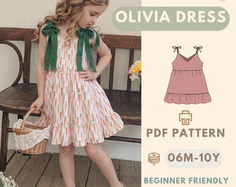 Summer Cute  Vacation Dress sewing pattern, Kids Pattern, Summer Dress Pattern, Beginner Pattern, Sewing Pattern Toddler,Baby Pattern