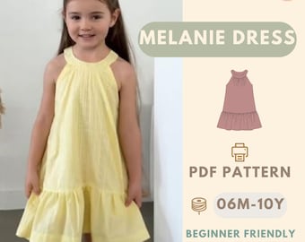Summer Cute  Vacation Dress sewing pattern, Kids Pattern, Summer Dress Pattern, Beginner Pattern, Sewing Pattern Ruffle Summer Dress Pattern