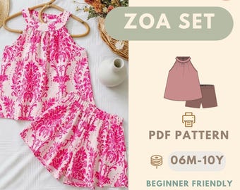 子供用トップスとパンツの縫製パターン PDF: 初心者向け DIY 服