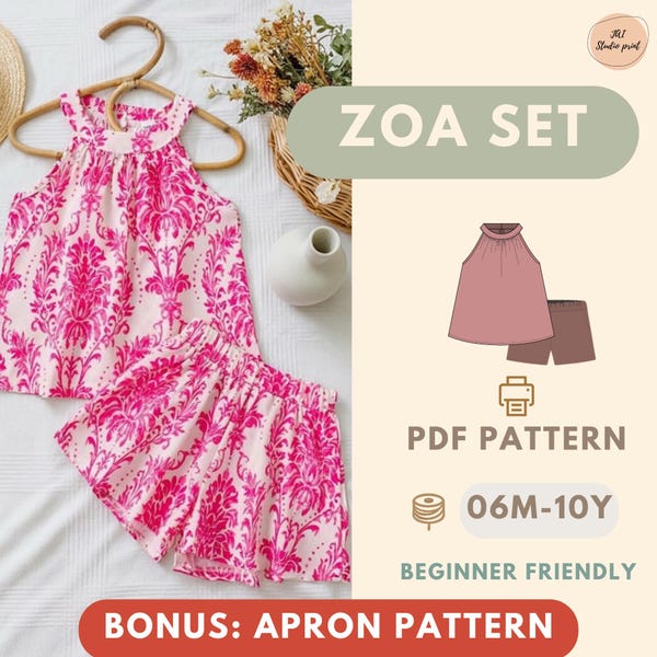 Kids Top and short Sewing Pattern PDF, Beginner Friendly Toddler Clothing Pattern Easy DIY Kids Outfit Pattern Top and Pants Pattern for Kid