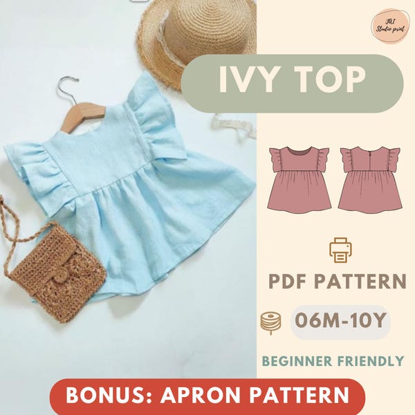 Patron de haut pour enfants, patron d'été, patron pour enfants, patron pour fille, patron pour débutants, patron de couture pour tout-petits, patron PDF facile