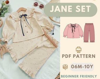 Kids Top and Pants Sewing Pattern PDF, Beginner Friendly Toddler Clothing Pattern Easy DIY Kids Outfit Pattern Top and Pants Pattern for Kid