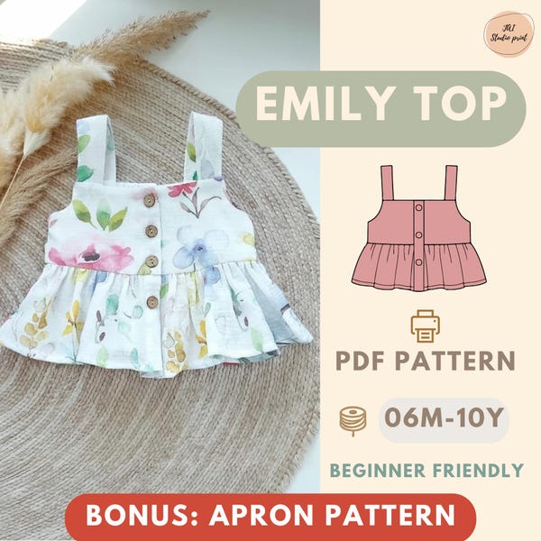 Top Sewing Pattern for Kids, summer Top Pattern, Kids Pattern, Girl Pattern, Beginner Pattern, Sewing Pattern Toddlers, PDF Easy Pattern