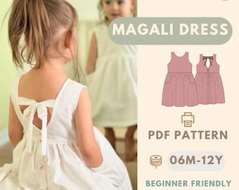 Summer Cute  Vacation Dress sewing pattern, Kids Pattern, Summer Dress Pattern, Beginner Pattern, Sewing Pattern Ruffle Summer Dress Pattern