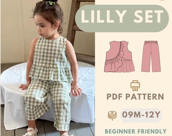 Kids Top and Pants Sewing Pattern PDF, Beginner Friendly Toddler Clothing Pattern Easy DIY Kids Outfit Pattern Top and Pants Pattern for Kid